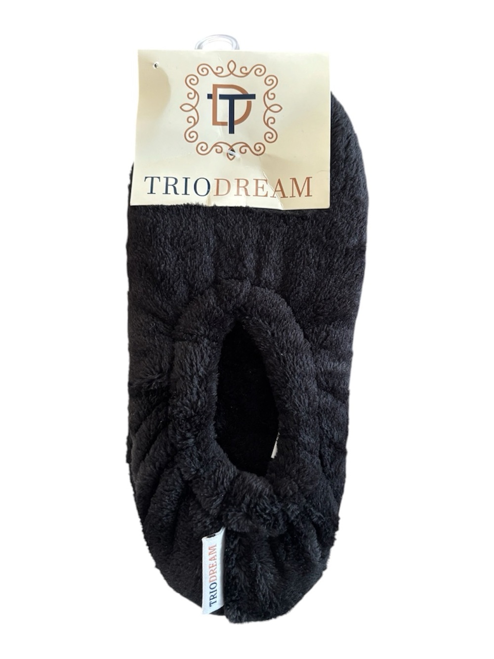 NWT Triodream Black Velvet Plush Memory Foam Non Slip Slipper Socks SZ 7-8